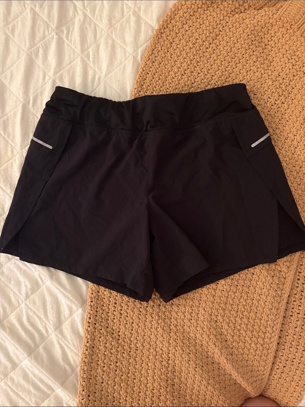 Avia Black Athletic Shorts with Reflective Trim